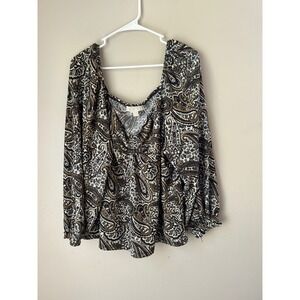 Indie Michael Kors Womens 2X Paisley Print Long‎ Sleeve Indie Sleeze Boho